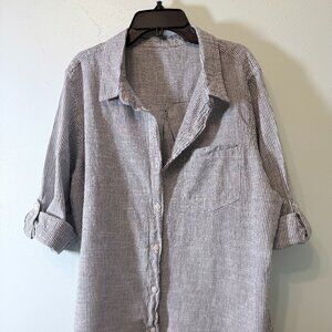 100% Cotton Collared Shirt Women's approximate size M White/Blue stripes